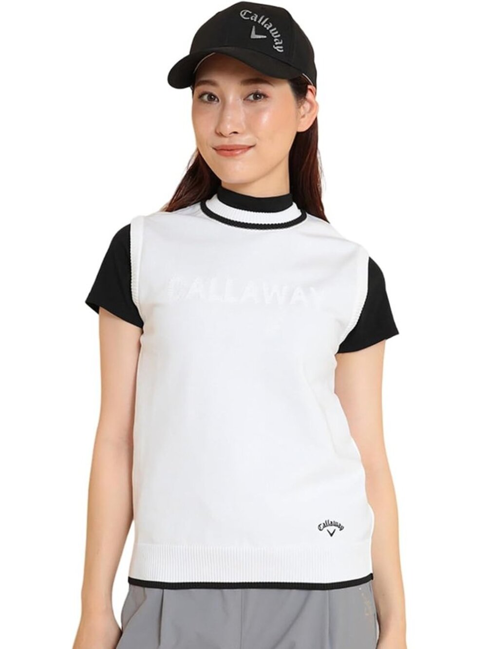 NEW CALLAWAY Japan Golf Womens White Knit Top Cute Golfwear Sweater Vest S